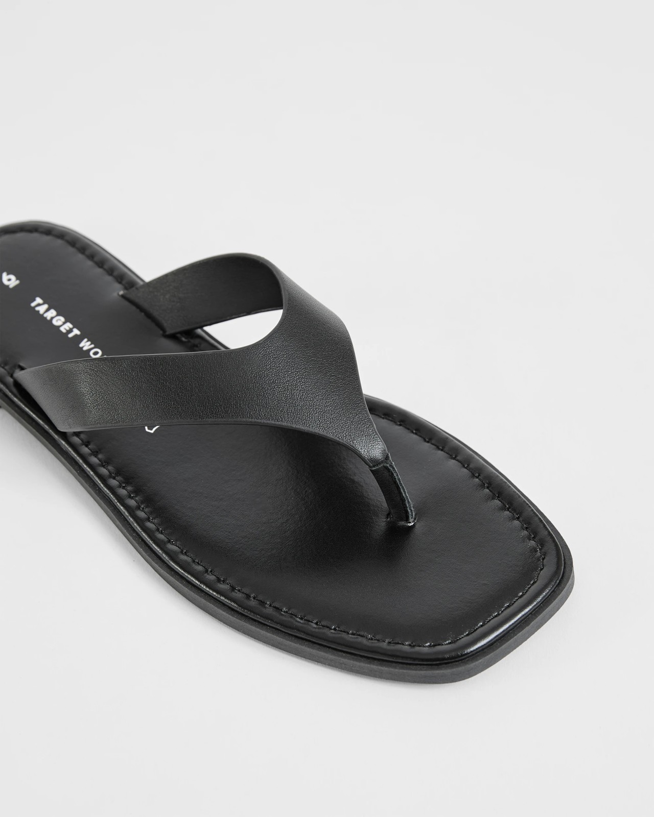 Genuine Leather Square Toe Thongs - Black Leather 3 of 3