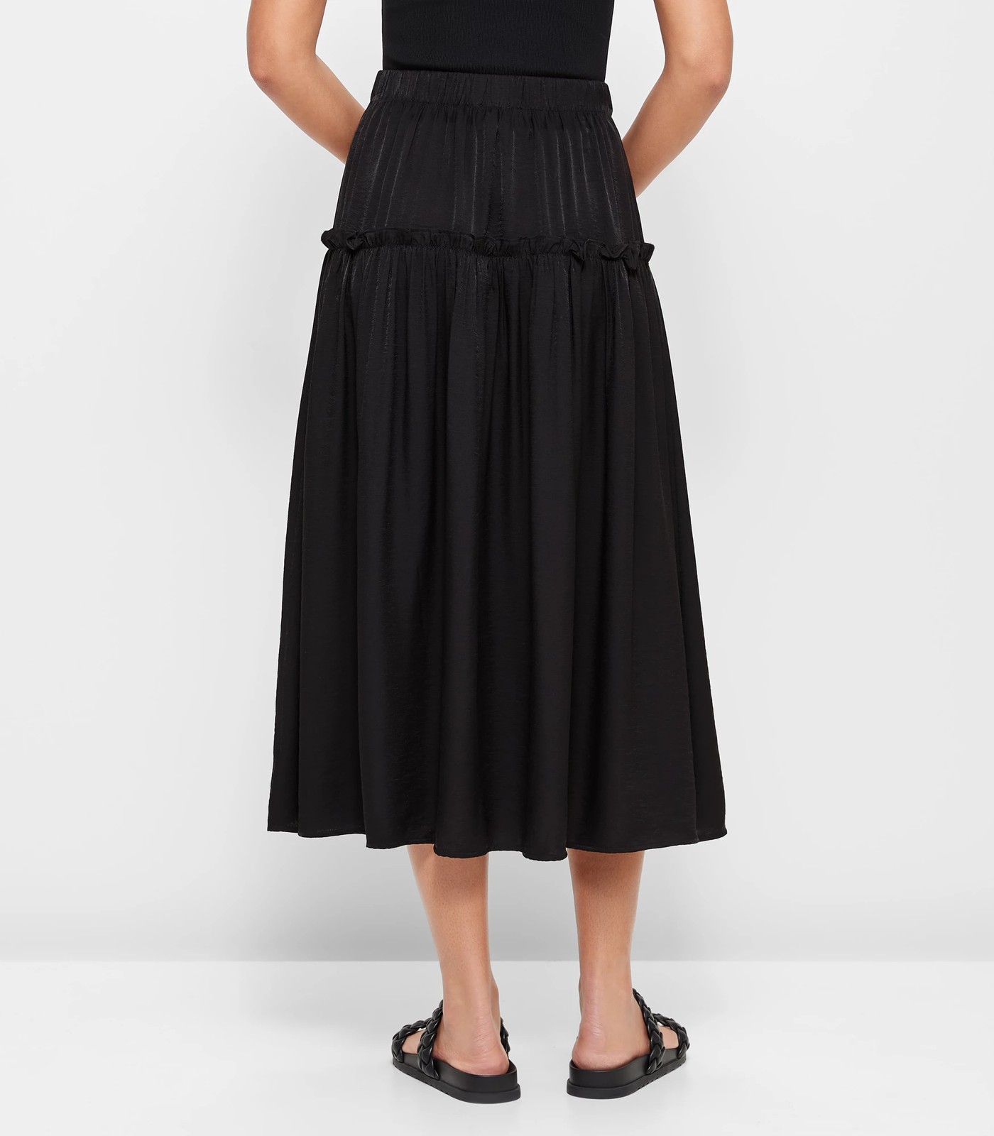 Frill Tiered Midi Skirt - Preview - Black | Target Australia