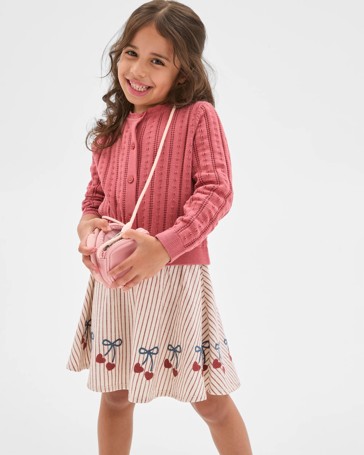 Australian Cotton Knit Cardigan and Skirt Set