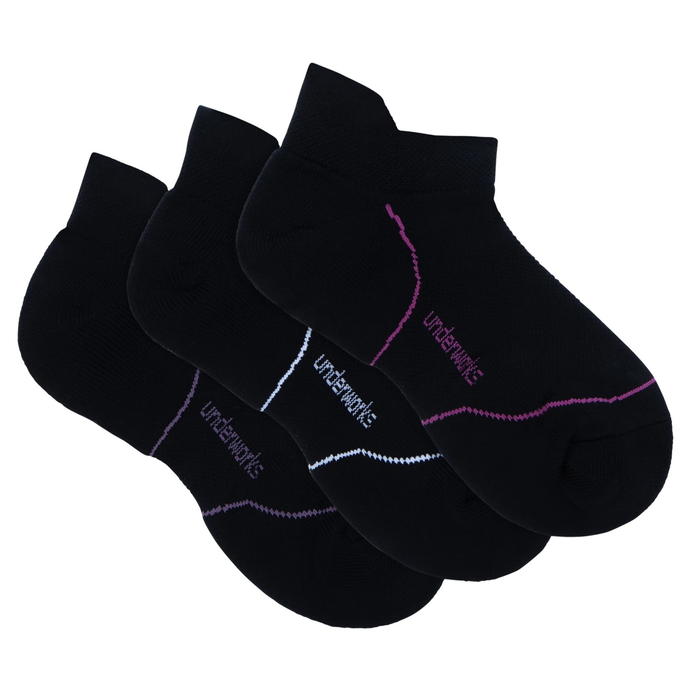 Underworks 3 Pack Perform No Show Heel Socks 4 of 4