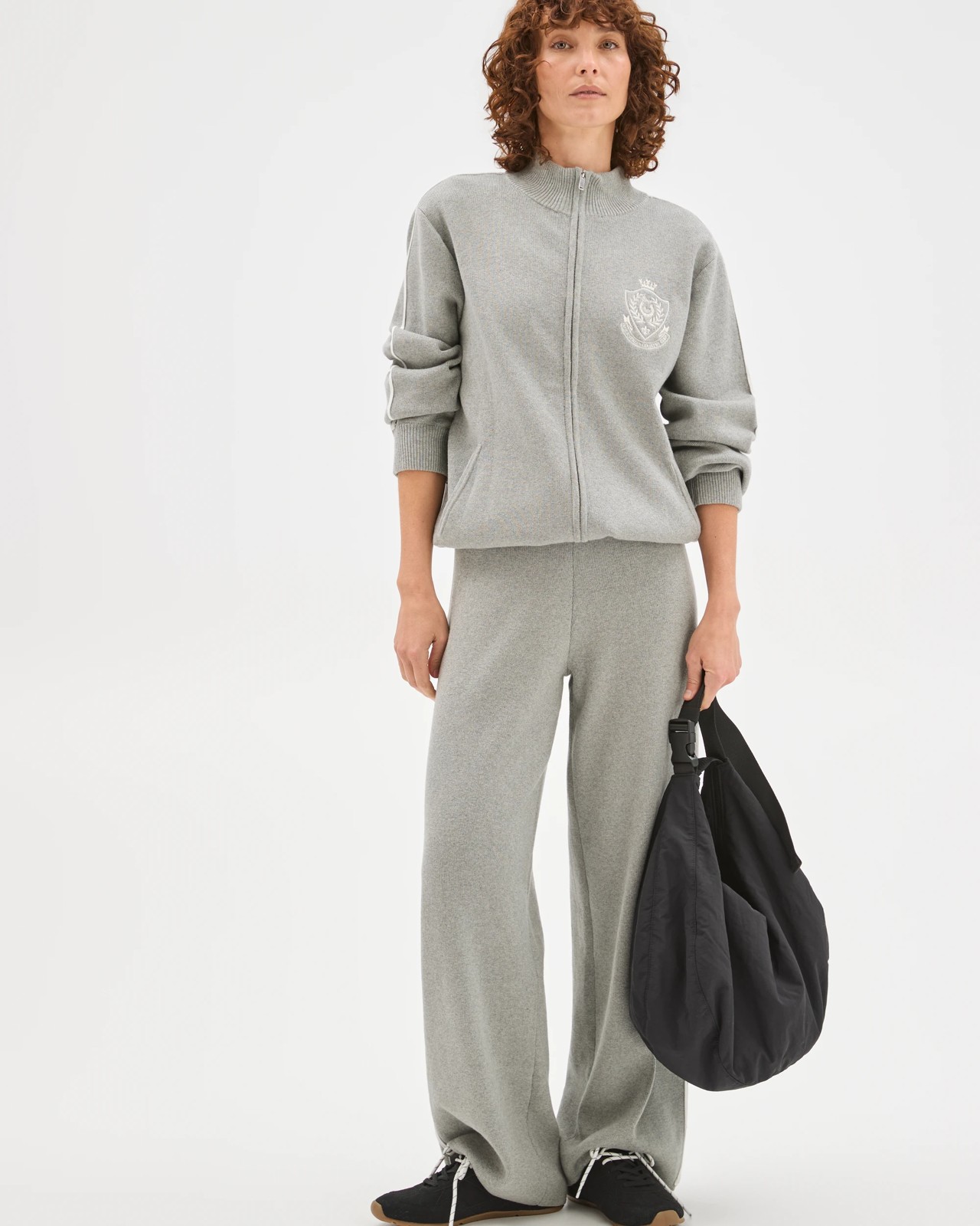 Active Australian Cotton Blend Knit Zip Through Jumper - Grey Marle 2 of 5