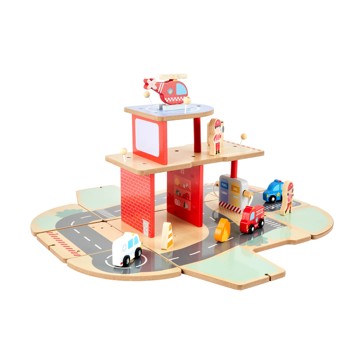 11 Piece Wooden Fire Station Playset - Anko