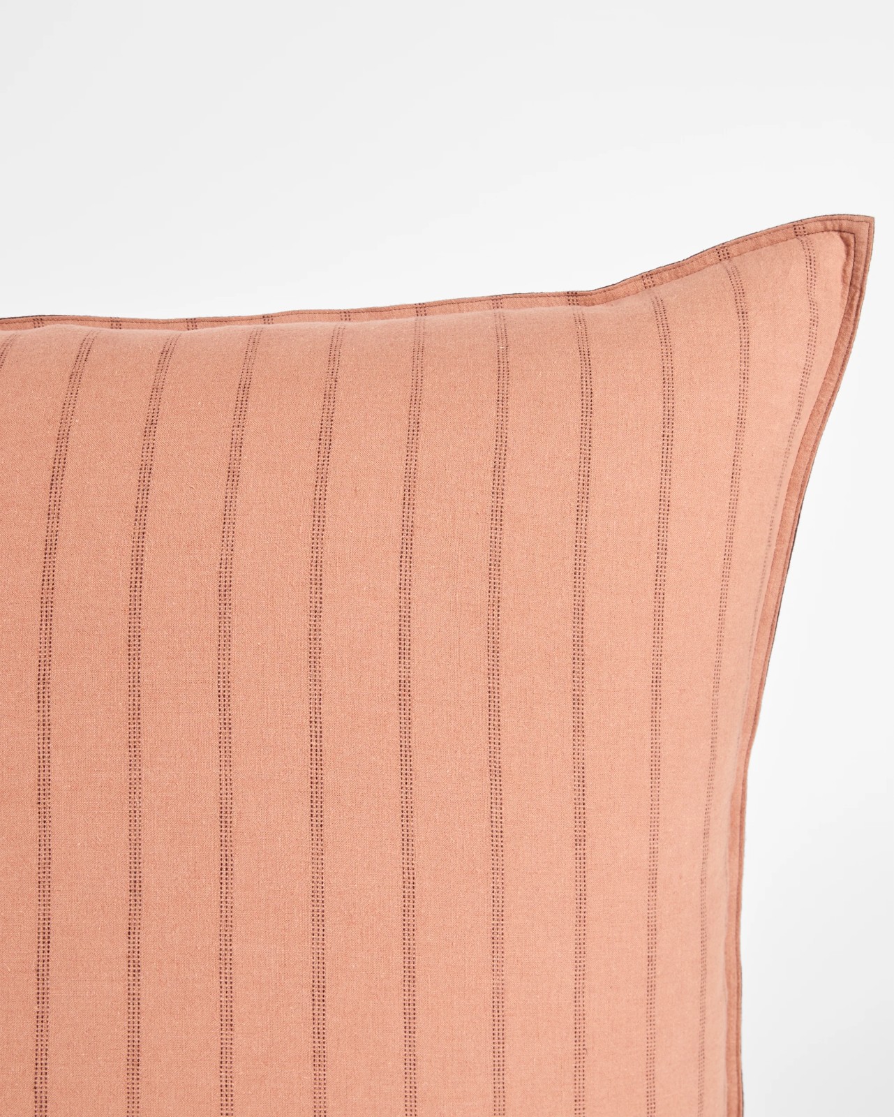 Adelle Stripe Linen/Cotton European Pillowcase - Chocolate 4 of 5