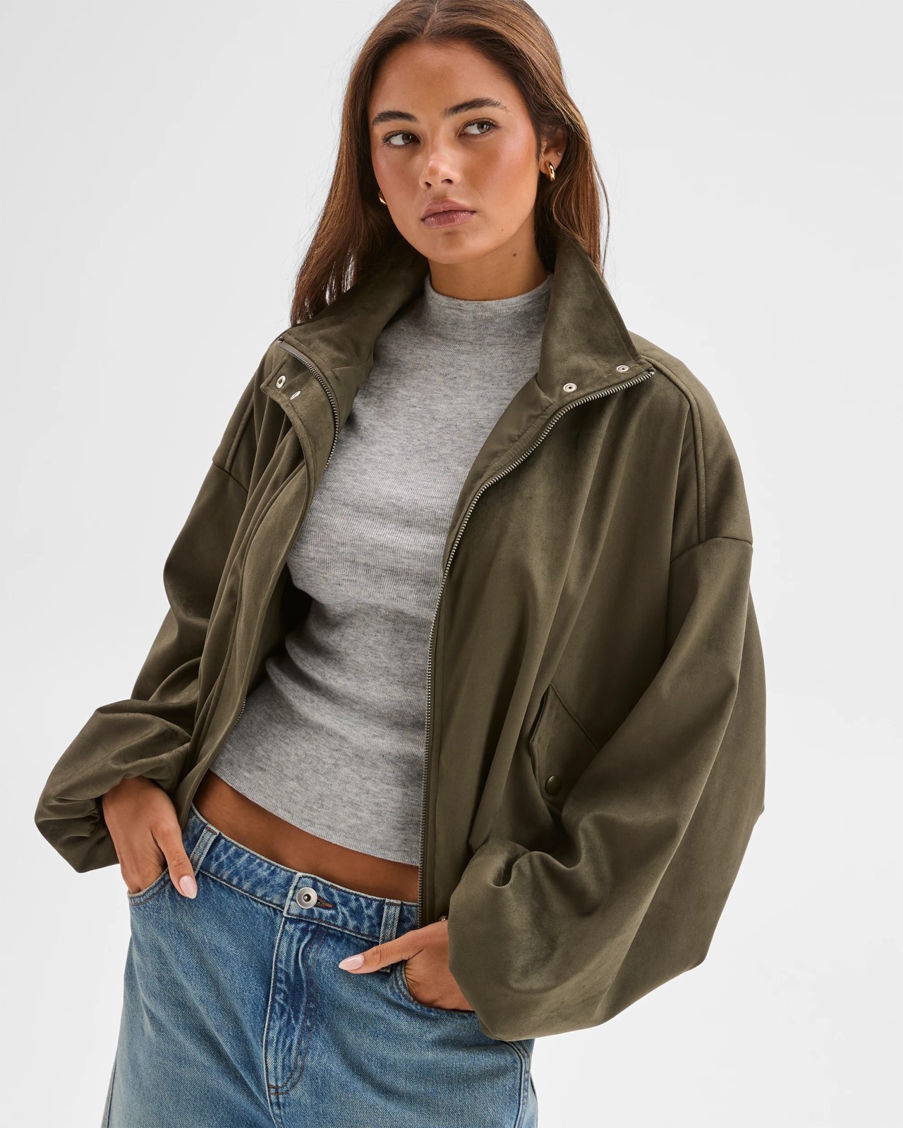 Lily Loves Faux Suede Bomber Jacket 5 of 5