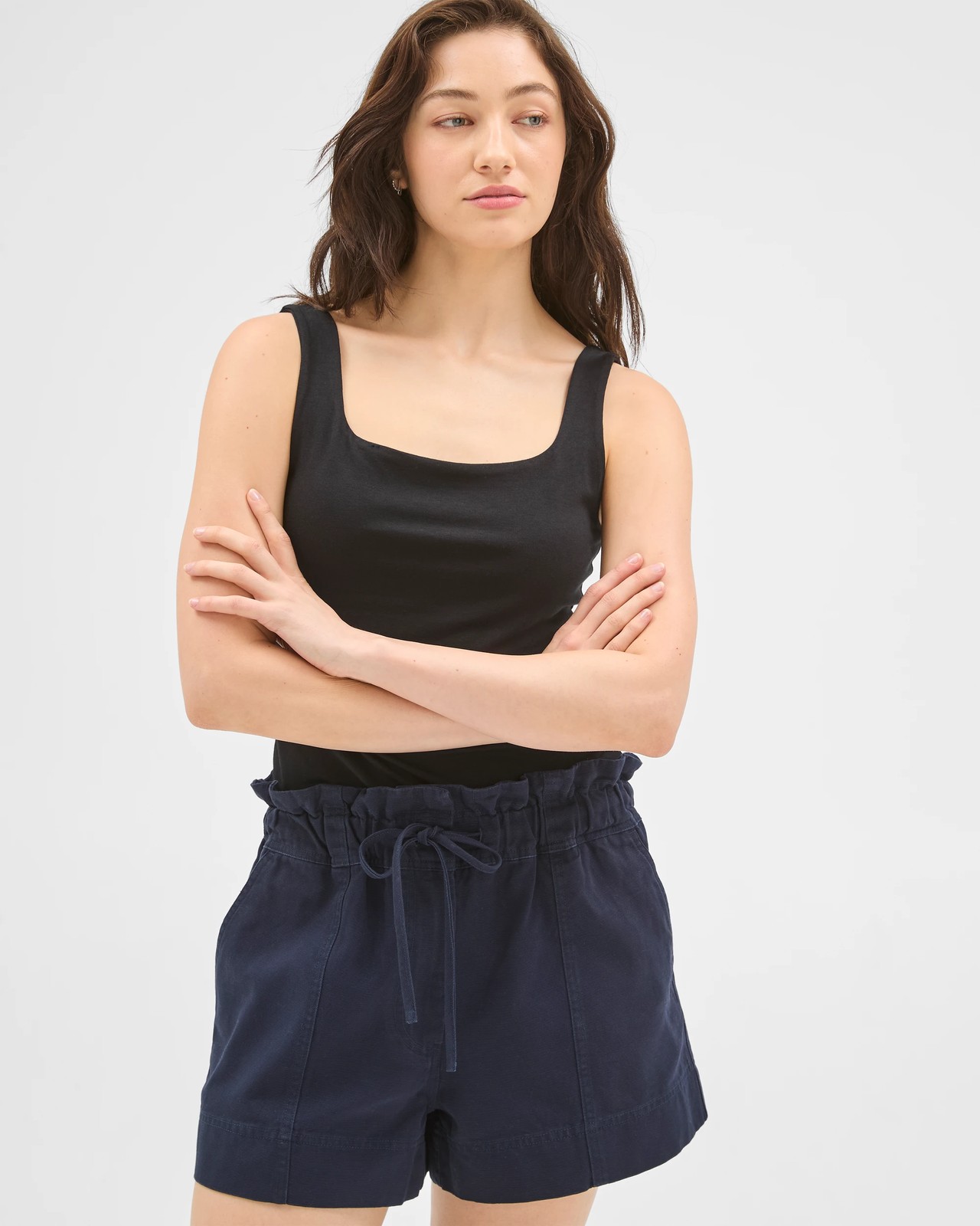 Lily Loves Australian Cotton Paperbag Shorts - Deep Navy 2 of 5