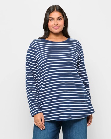 Plus Size Australian Cotton Long Sleeve Crew T-Shirt