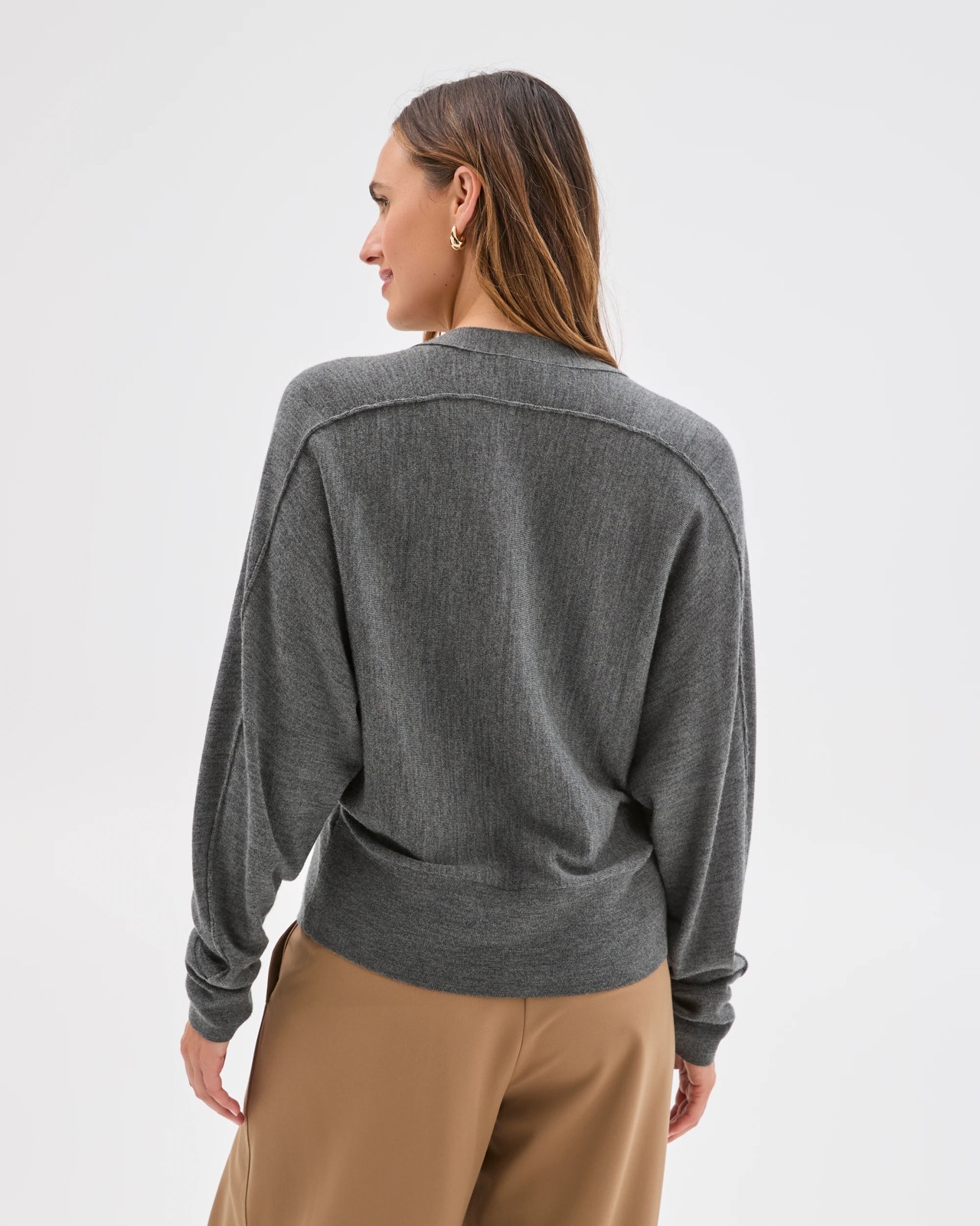 Preview Australian Merino Wool Batwing Cardigan - Charcoal 5 of 6