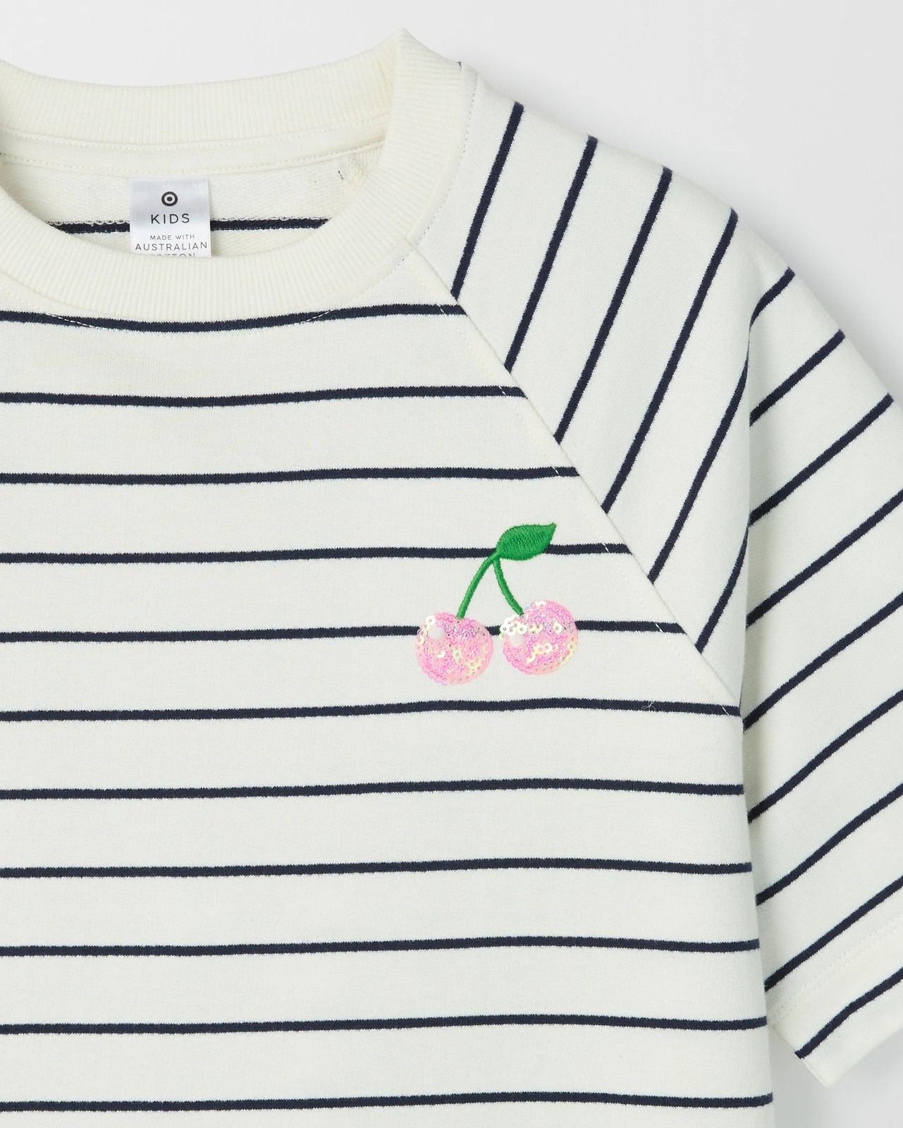 Australian Cotton French Terry T-Shirt - Stripe Cream 6 of 6