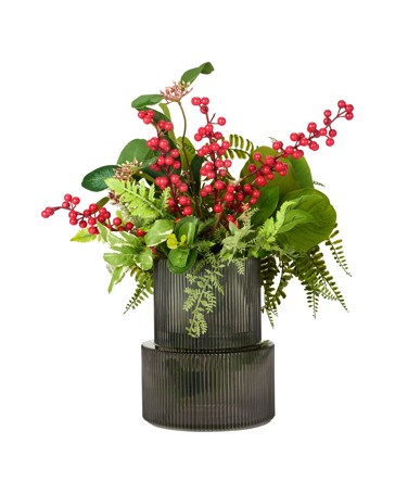 Anko Ribbed Smoke Glass Vase