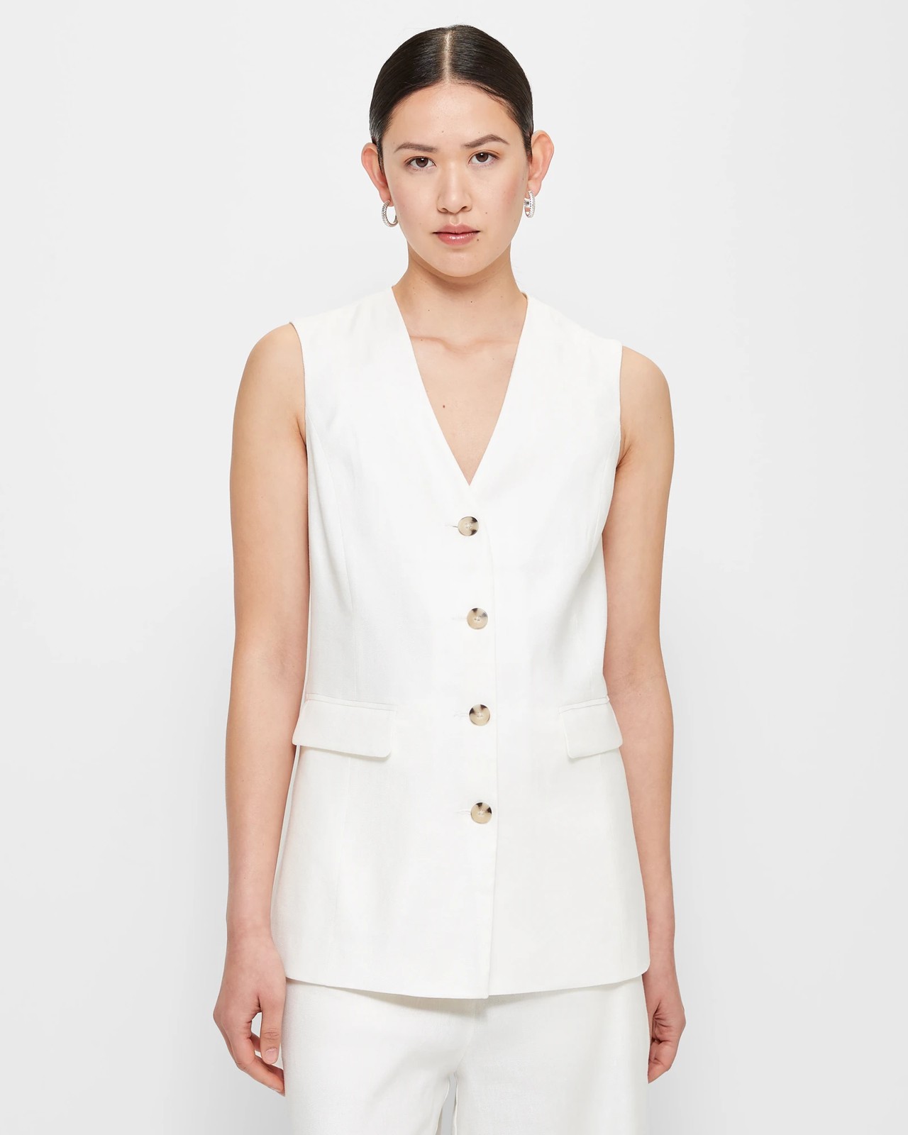 European Linen Blend Tailored Longline Vest Preview Target Australia