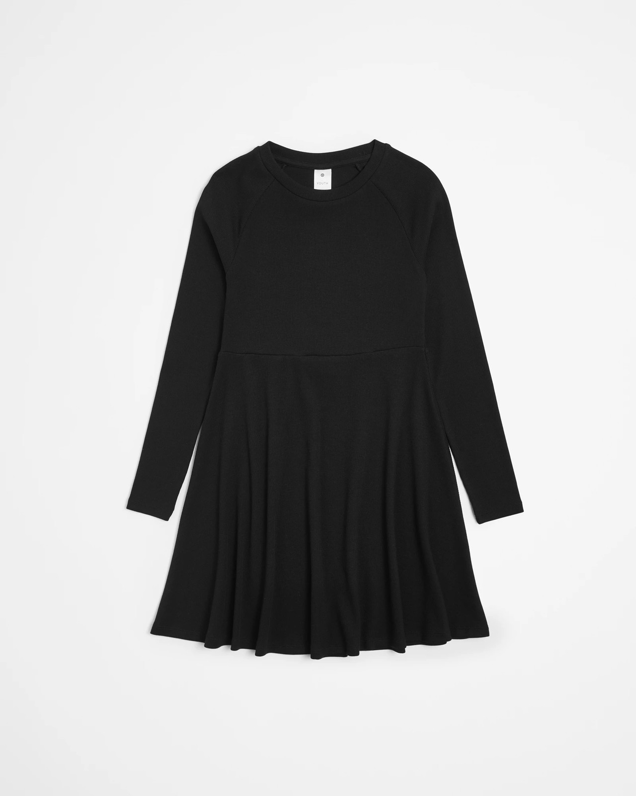 Long Sleeve Rib Skater Dress - Black | Target Australia