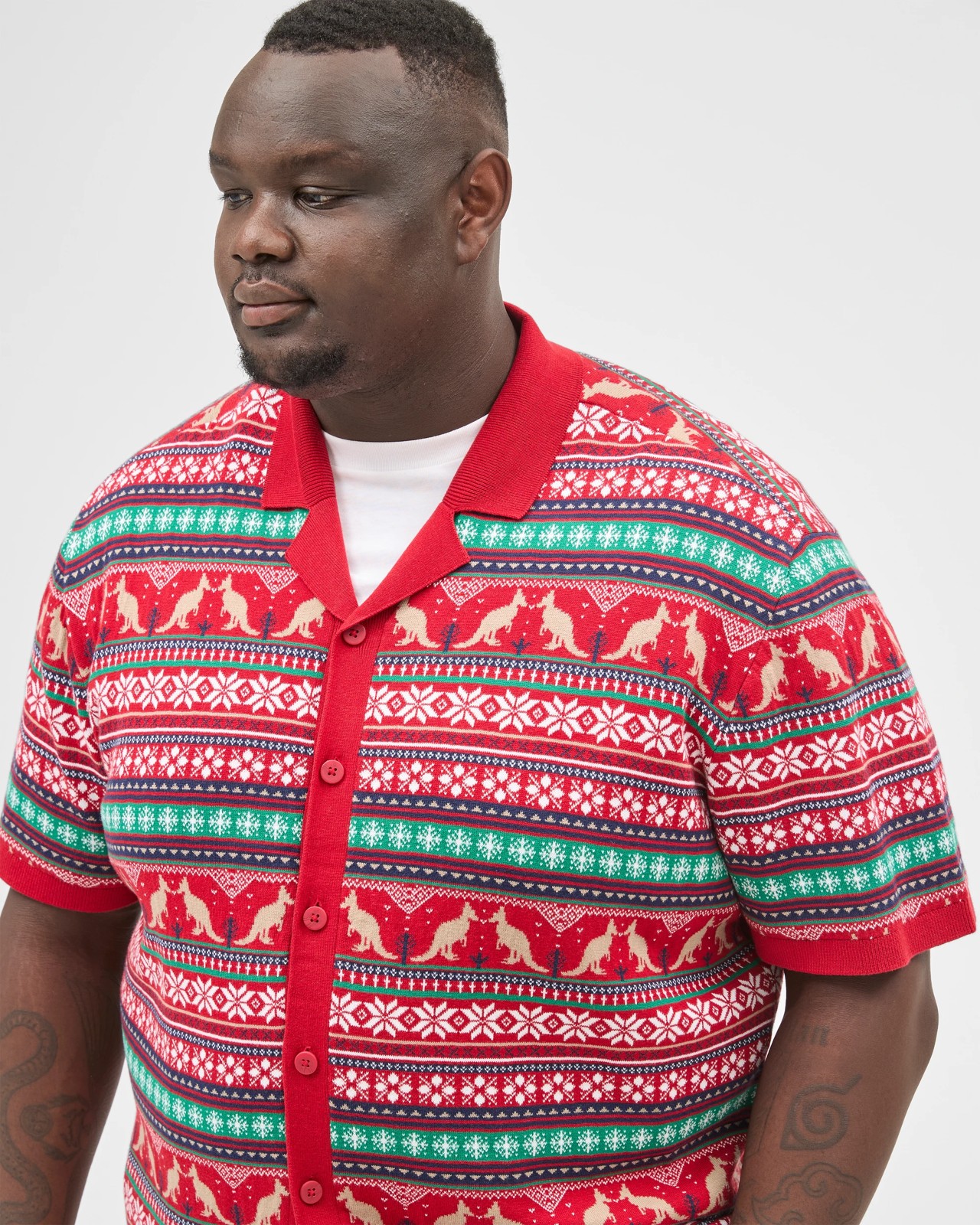Australian Cotton Plus Size Christmas Fairisle Knit Shirt 3 of 6