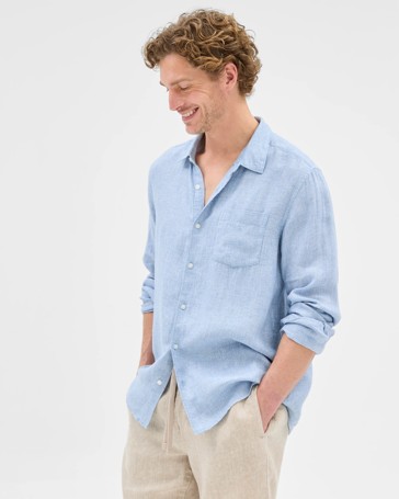 European Textured Linen Long Sleeve Shirt