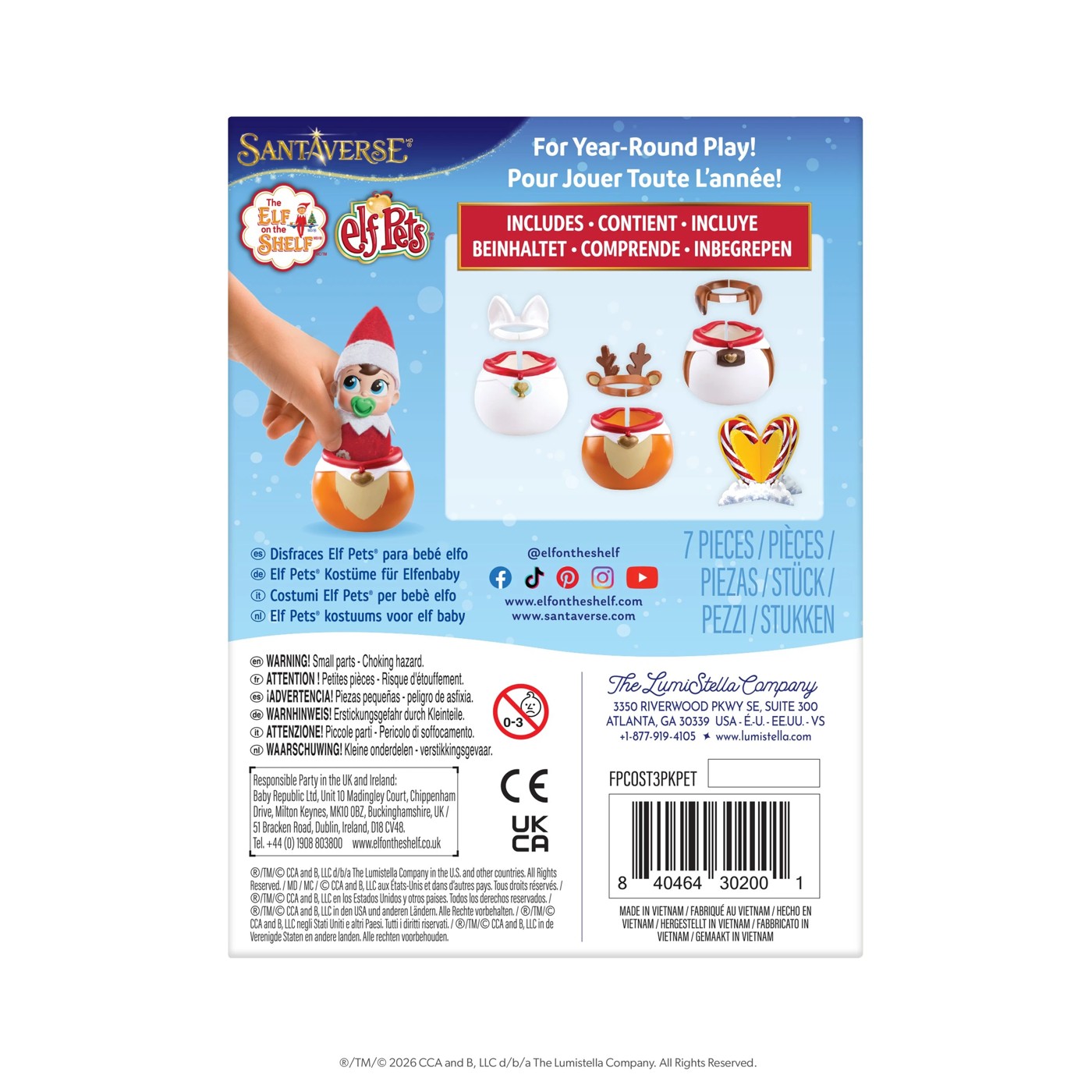 7 Piece Santaverse The Elf on the Shelf: Frost Pips Jolly Little Wardrobe Elf Baby Pets Set 2 of 3