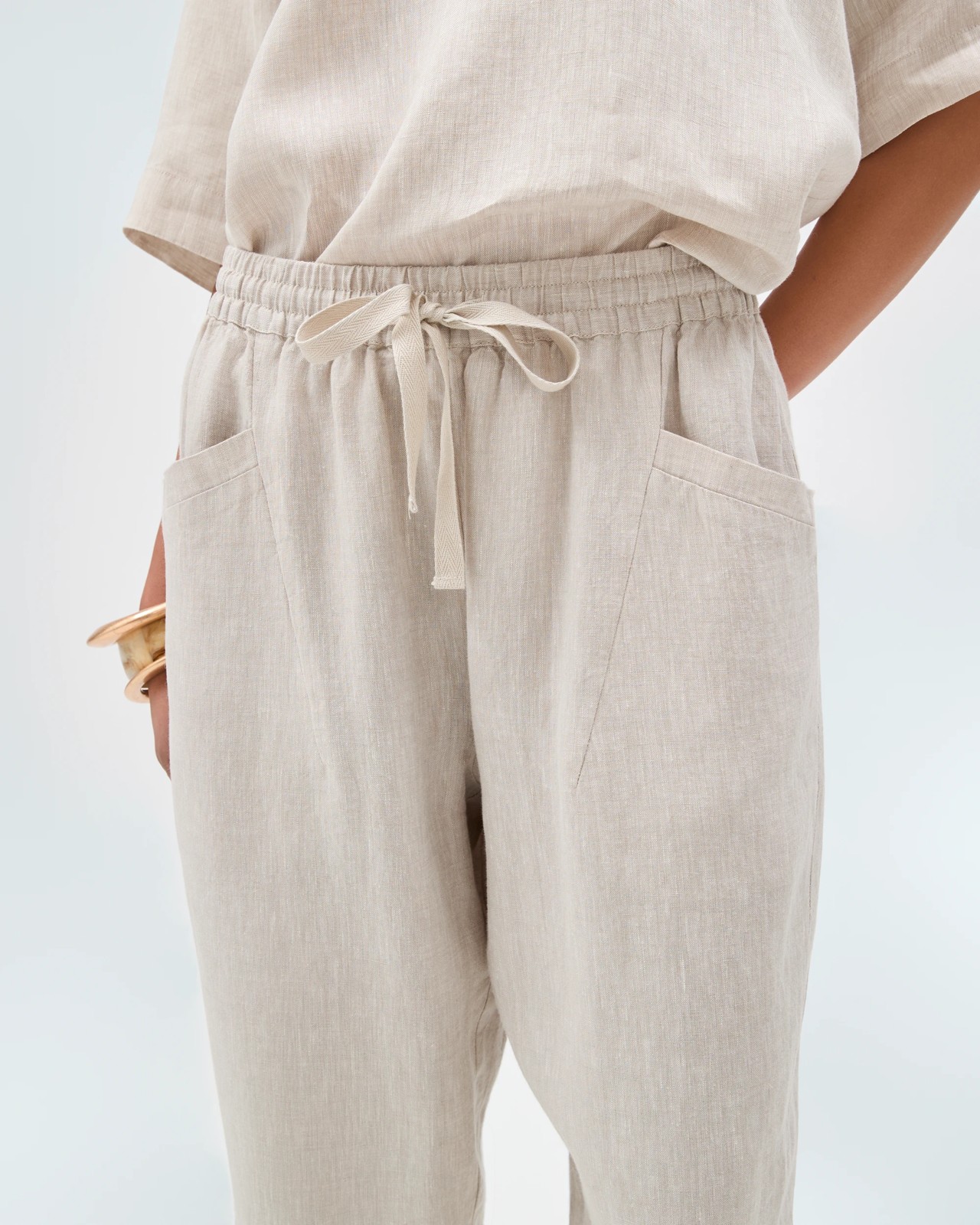 European Linen Tapered Pants - Flax 5 of 5