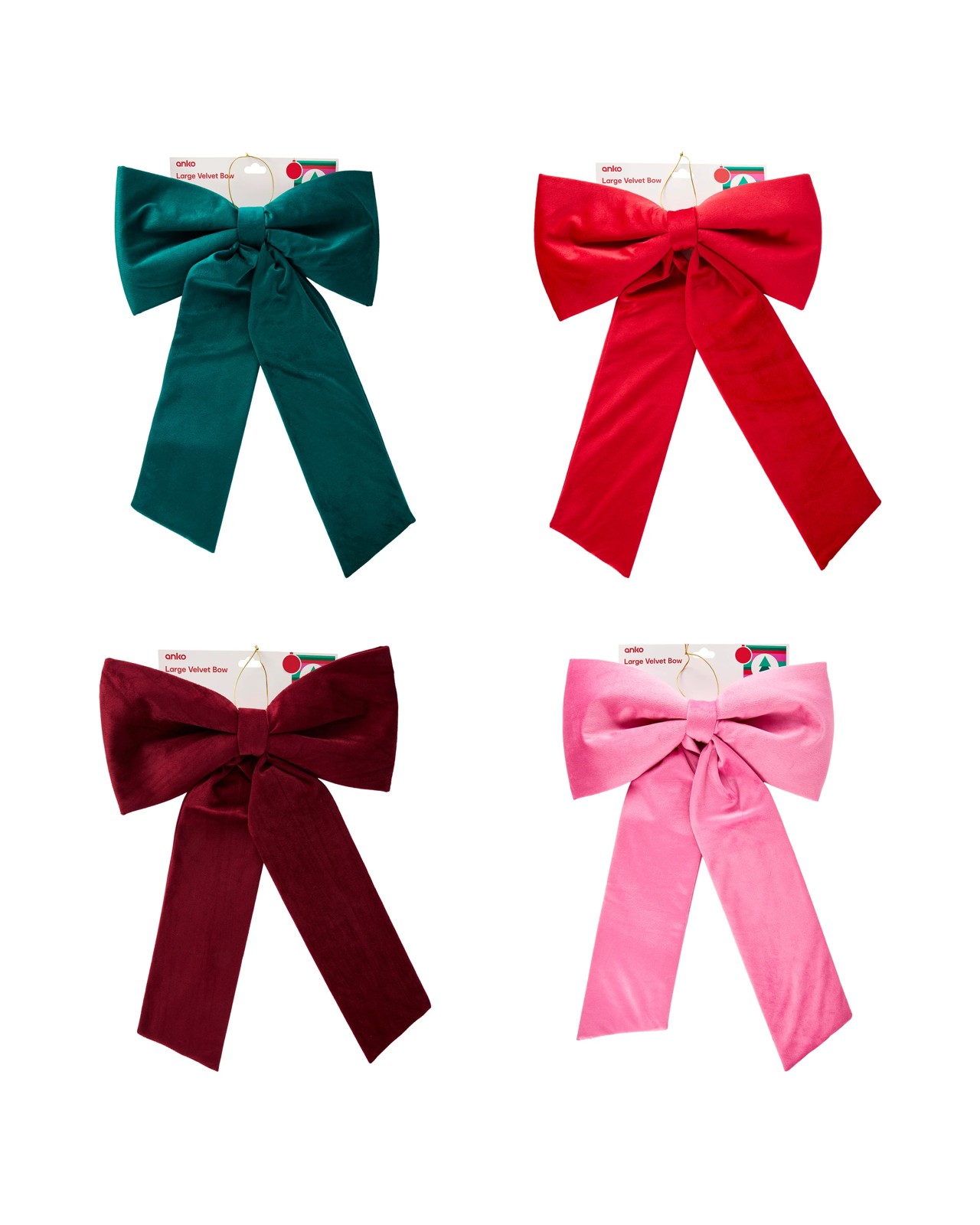Anko Large Velvet Bow - Assorted 4 of 4