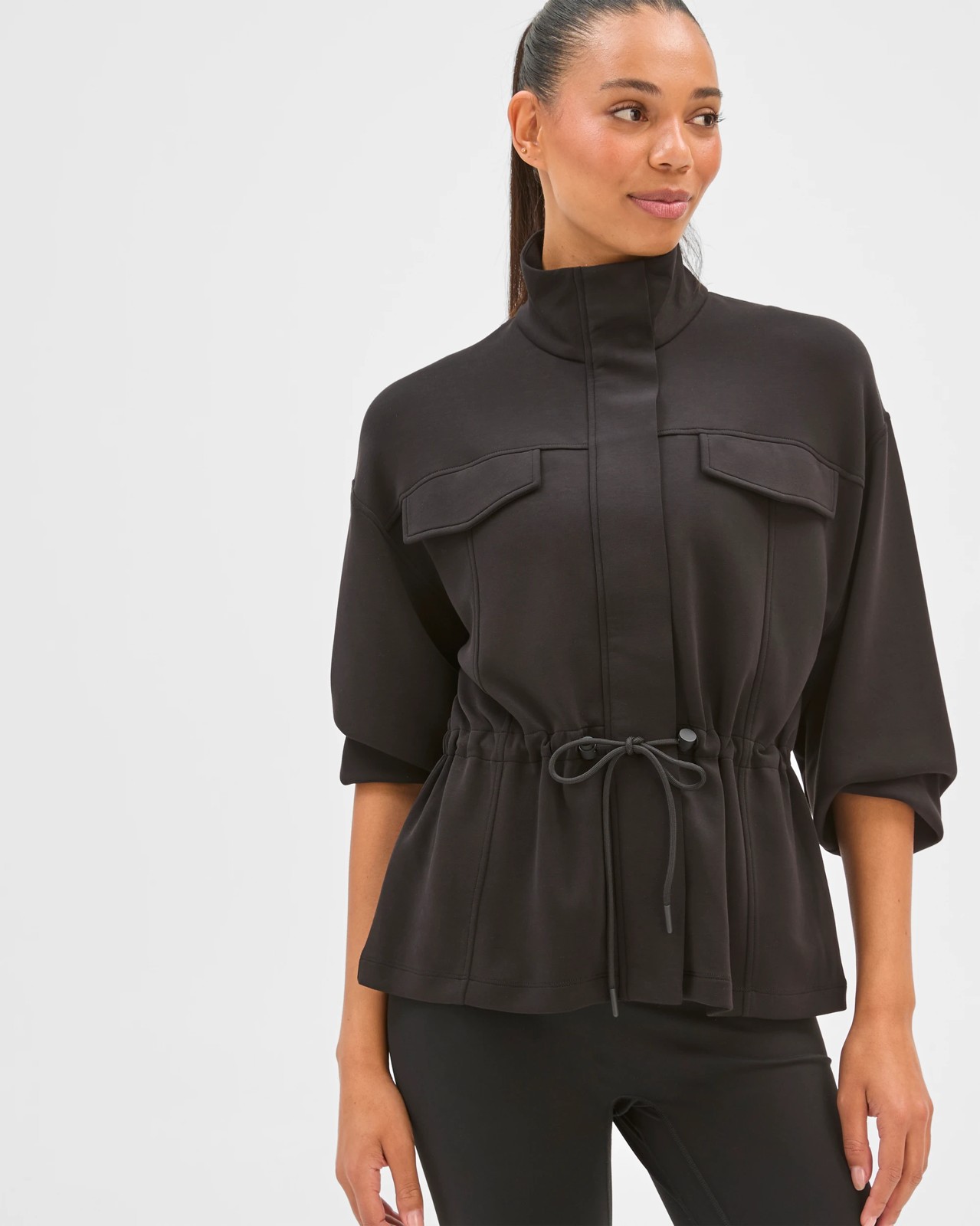 Active Funnel Neck Zip Through Jacket - Black 3 of 5