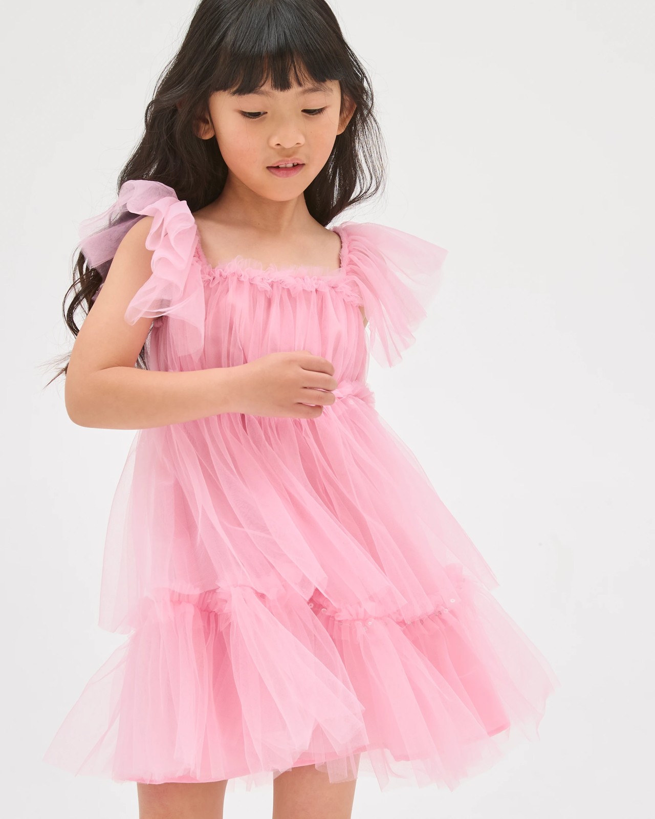 Ruffle Sleeve Occasion Tulle Dress 3 of 5