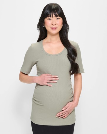 Maternity Ribbed Scoop Neck T-Shirt