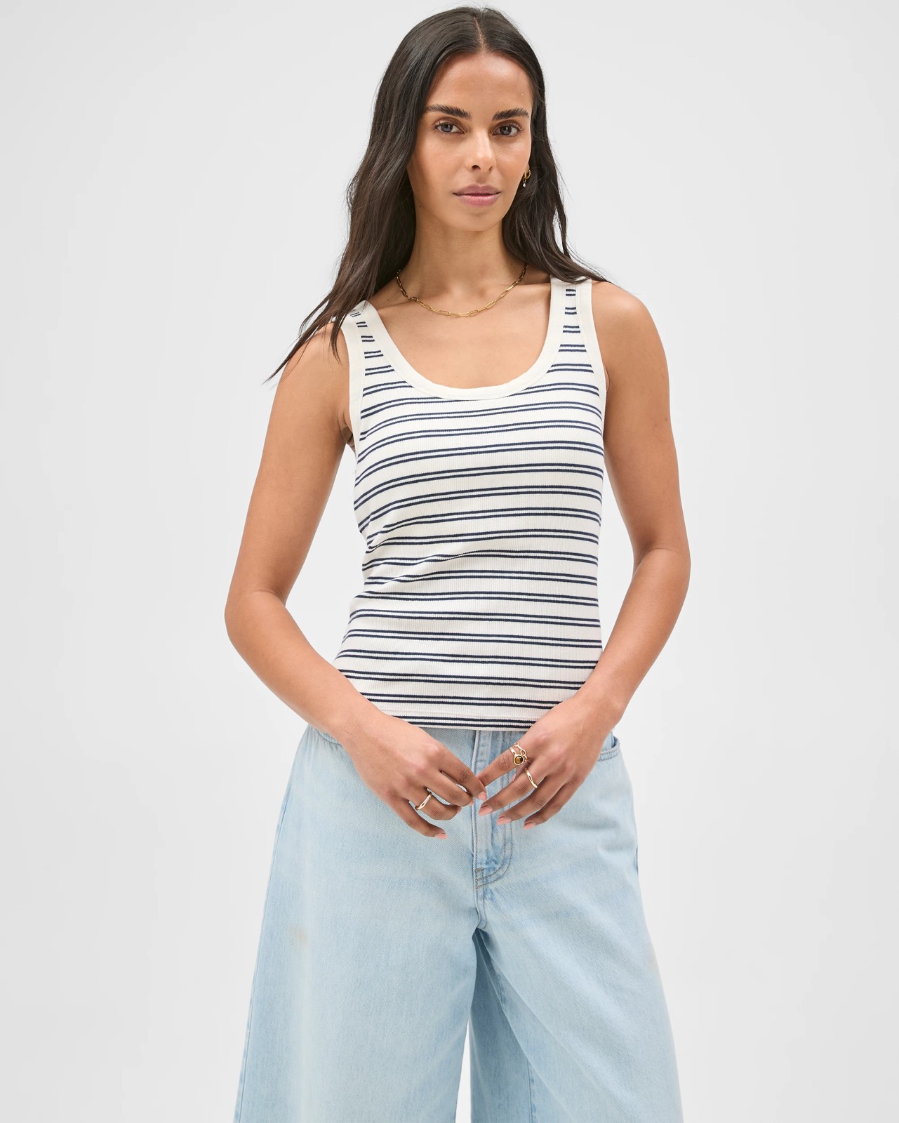 Australian Cotton Blend Scoop Neck Shelf Bra Tank Top 3 of 5