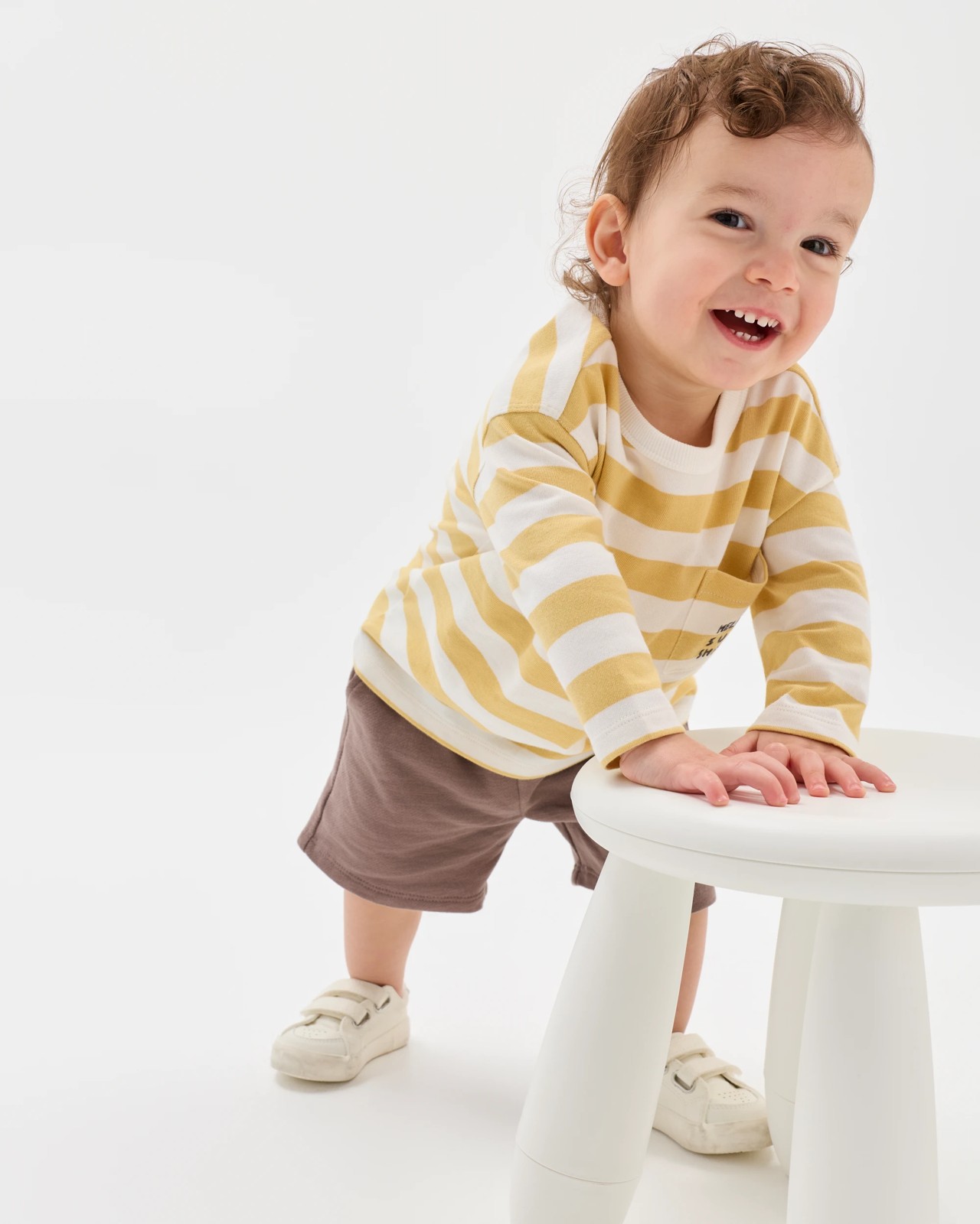 Baby Organic Cotton French Terry Shorts - Iron Brown 3 of 5
