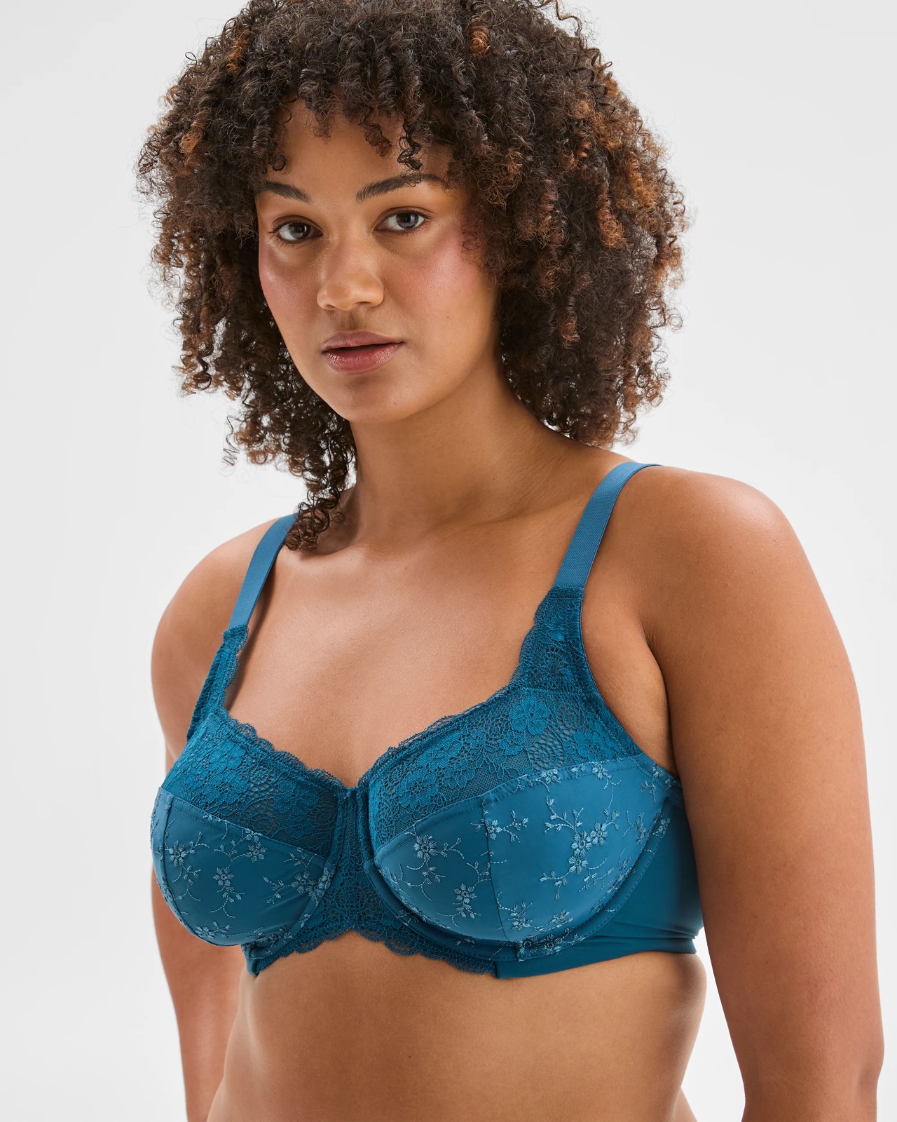 Plus Size Embroidered and Lace Underwire Bra - Legion Blue 2 of 3