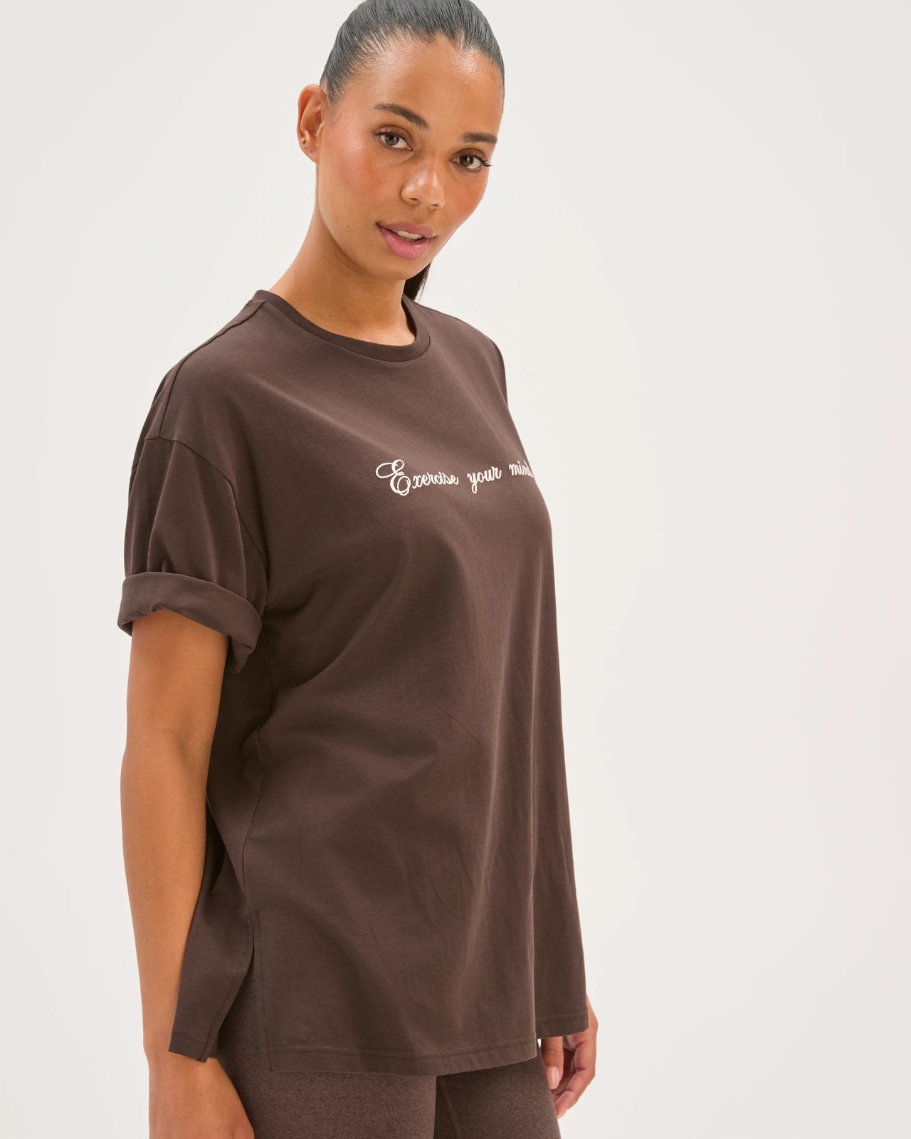Active Australian Cotton Blend Oversized Graphic T-Shirt - Cocoa/Exercise 3 of 6