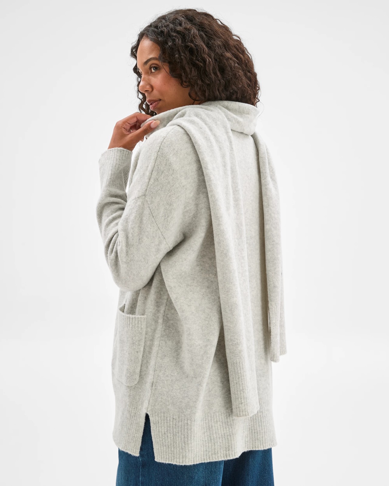 Supersoft Edge To Edge Cardigan - Light Grey Marle 3 of 6