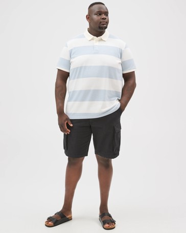 Plus Size Australian Cotton Block Stripe Polo Top