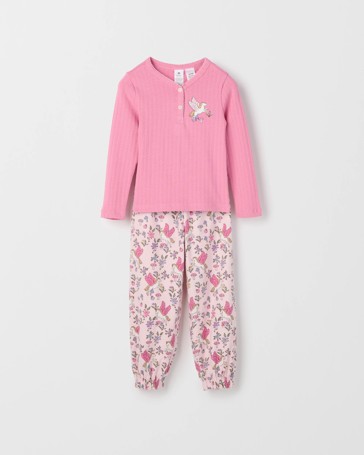 Australian Cotton Younger Girls Henley Top and Flannel Pants Pyjama Set