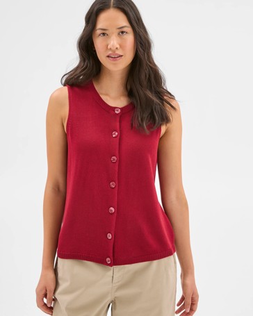 Sleeveless Button Front Knit Vest