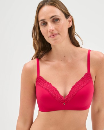 Lace Trim Overlay Wirefree T-Shirt Bra