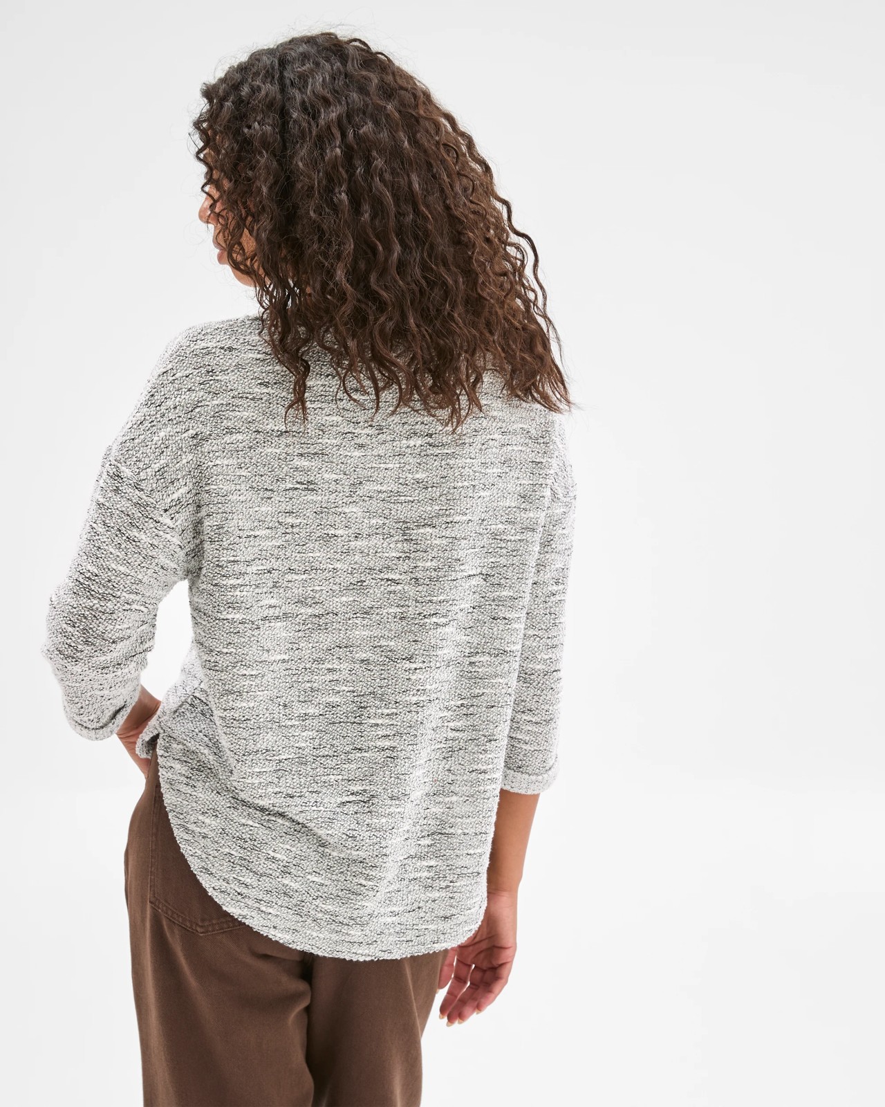 Australian Cotton Blend Curved Hem Textured Top - Cloud Dancer 6 of 6