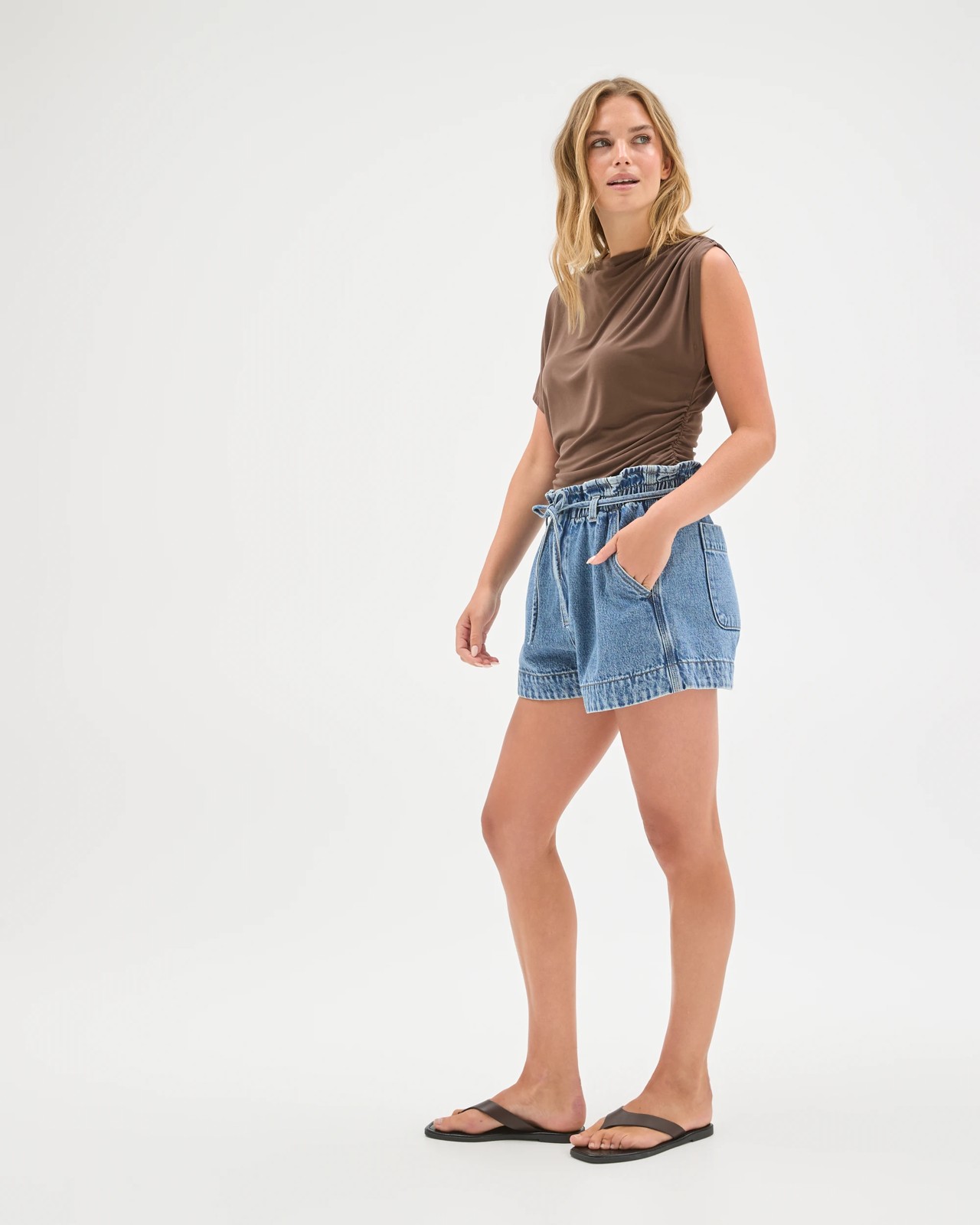 Lily Loves Asymmetrical Drape Top - Bark 5 of 5