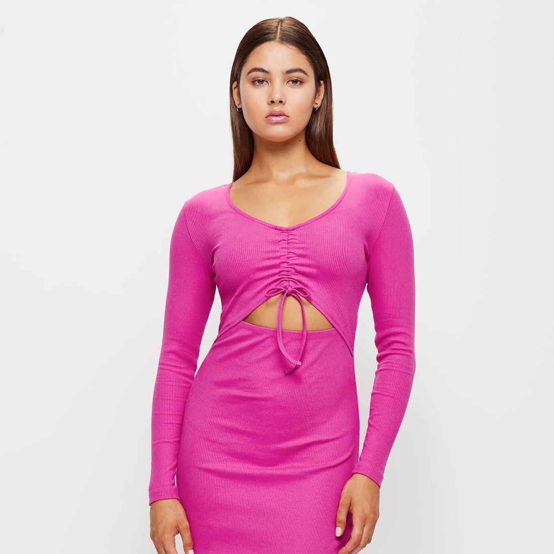 Lily Loves Ribbed Ruched Front Midi Dress Target Australia
