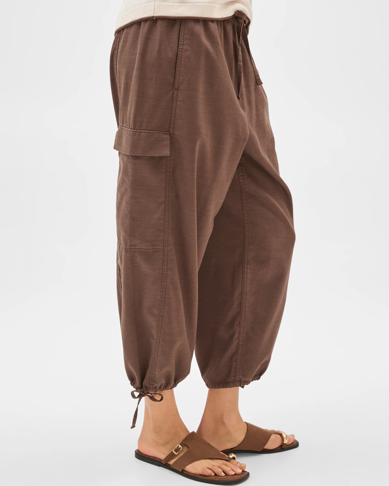 Slub Cargo Pull On Pants - Coffee Bean 2 of 6