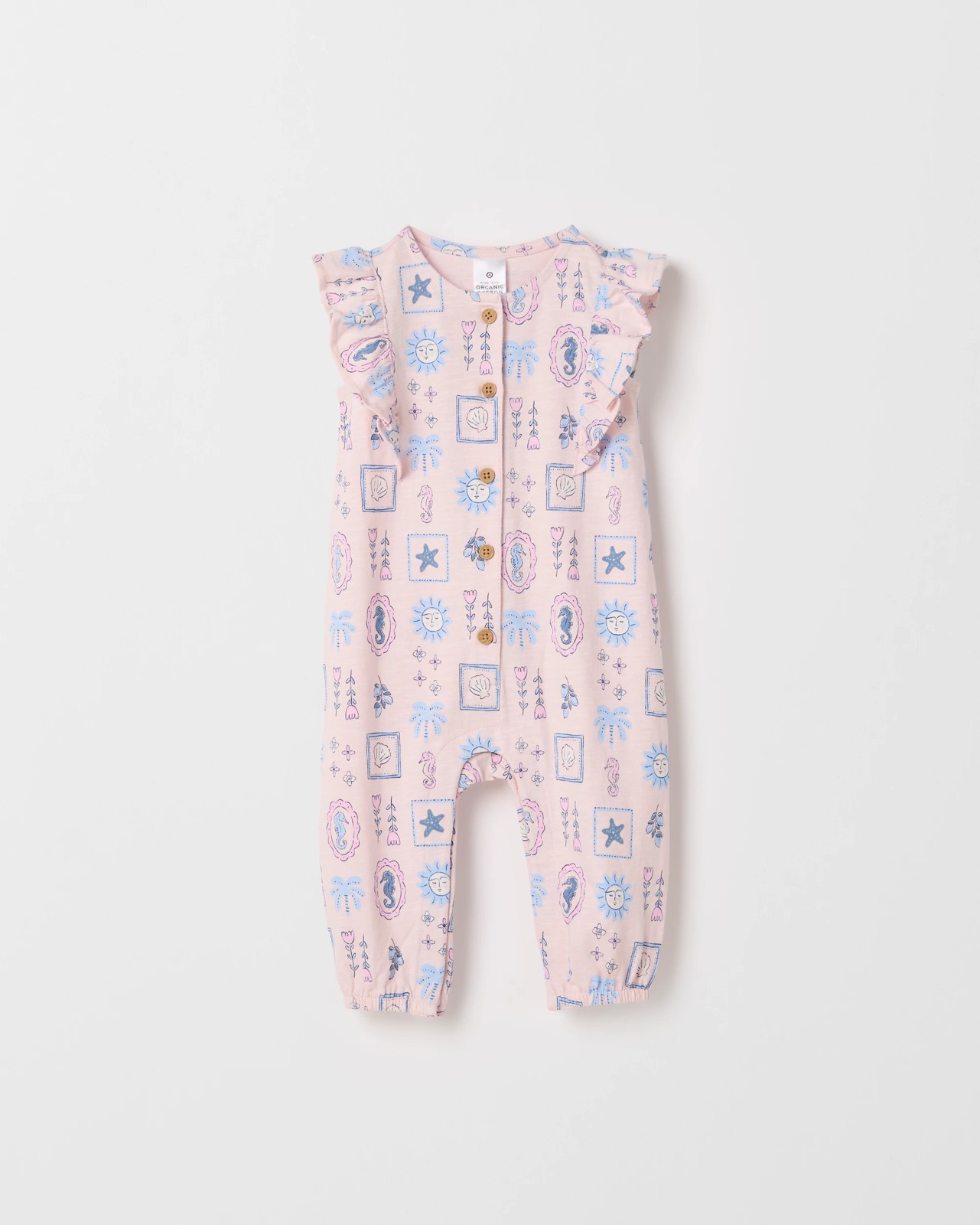 Baby Girls Organic Cotton Jersey Print Jumpsuit - Pink 4 of 5
