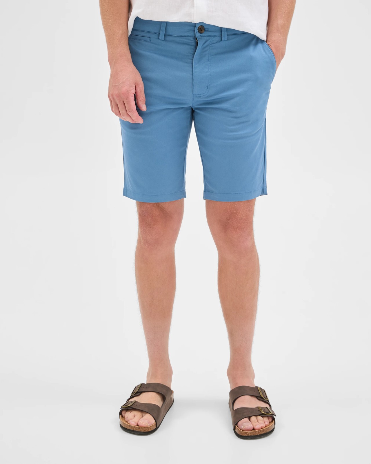 Australian Cotton Slim Chino Shorts - Copen Blue 4 of 5
