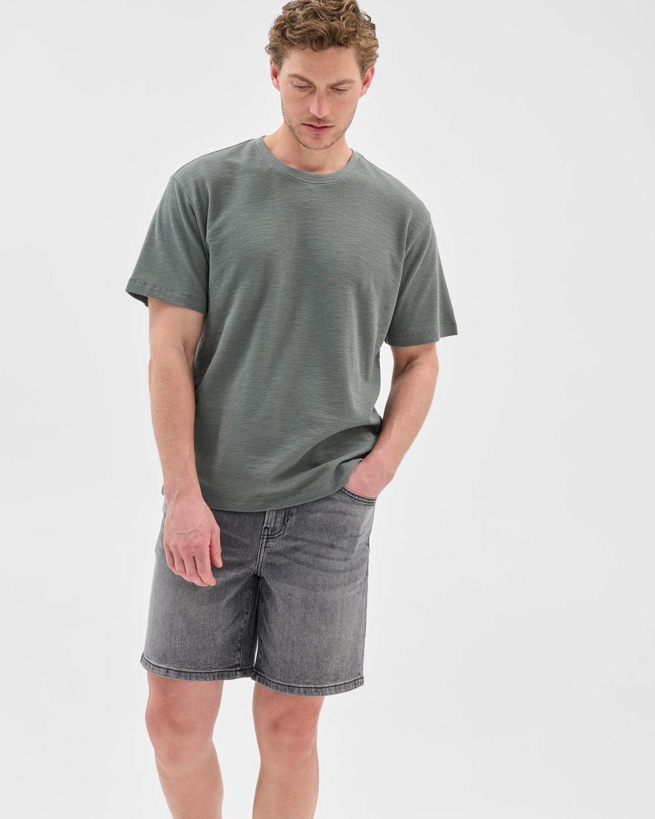 Australian Cotton Fashion Textured T-Shirt - Green 4 of 5