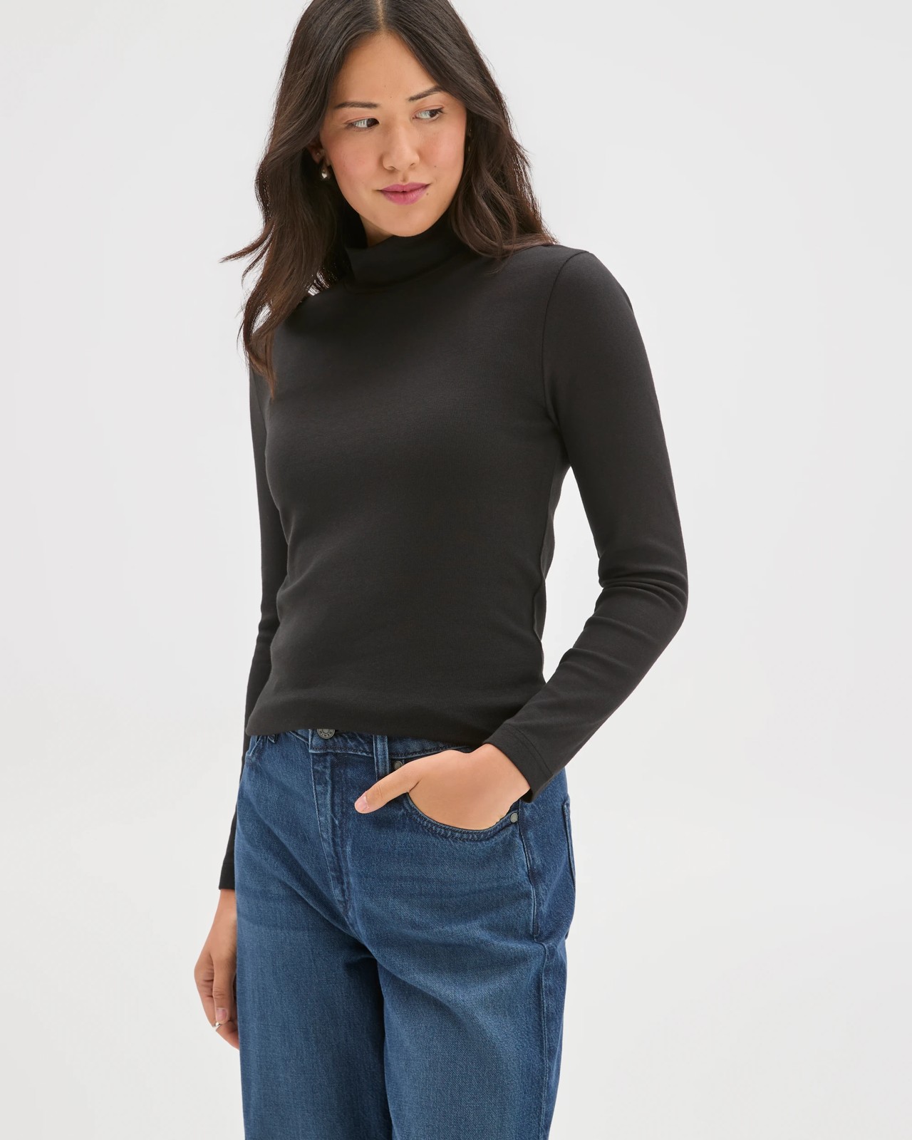 Soft Touch Long Sleeve Skivvy Top - Black 6 of 6