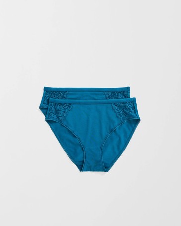 Australian Cotton and Lace 2 Pack High Cut Briefs