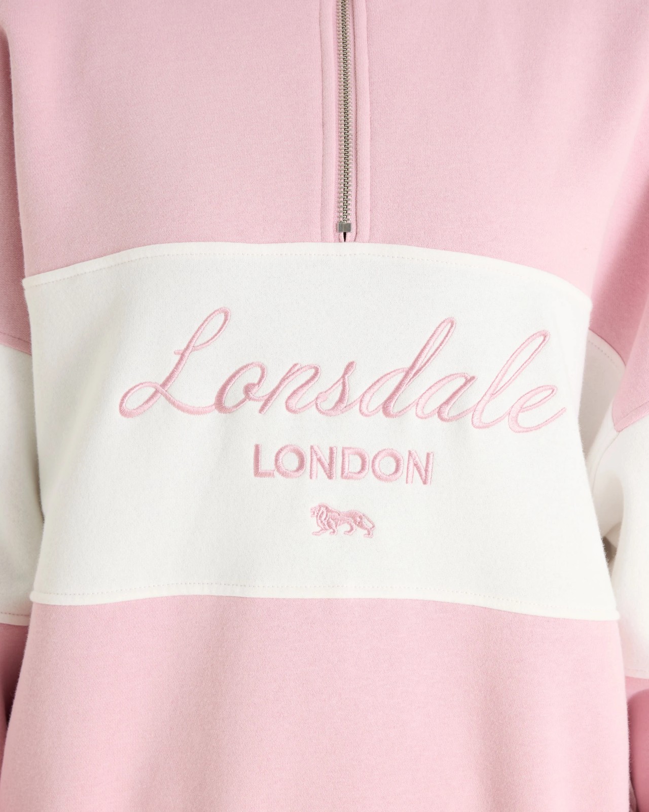 Lonsdale London Quarter Zip Crew Neck Jumper - Bleached Mauve 3 of 5