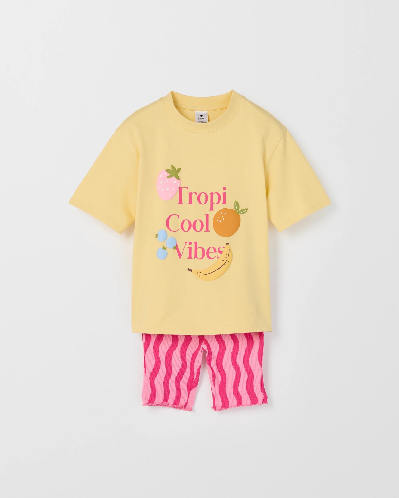Australian Cotton Blend T-Shirt and Bike Shorts Set - Yellow Fruit 5 of 5