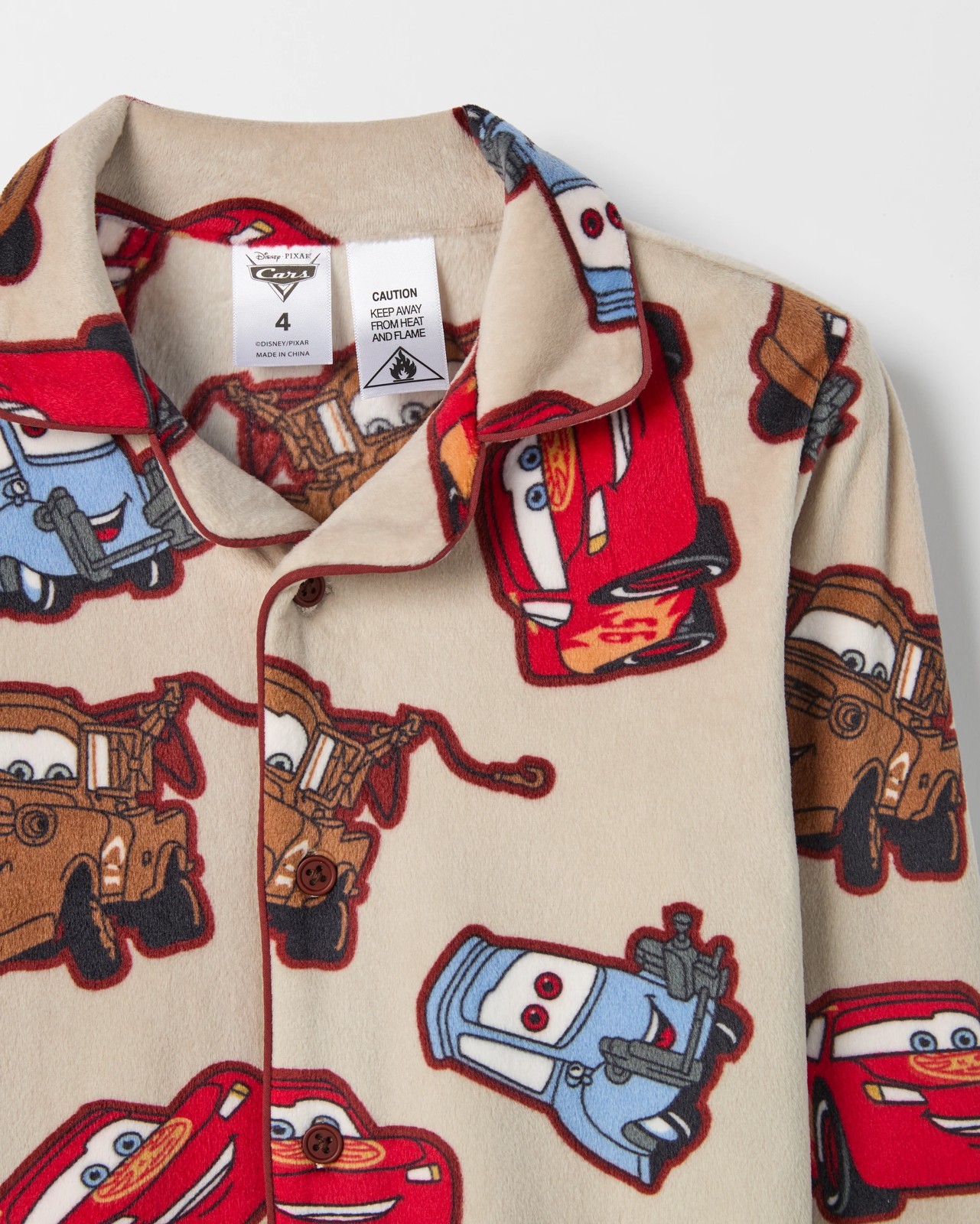 Disney Cars Younger Boys Button Through Fleece Pyjama Set 5 of 5