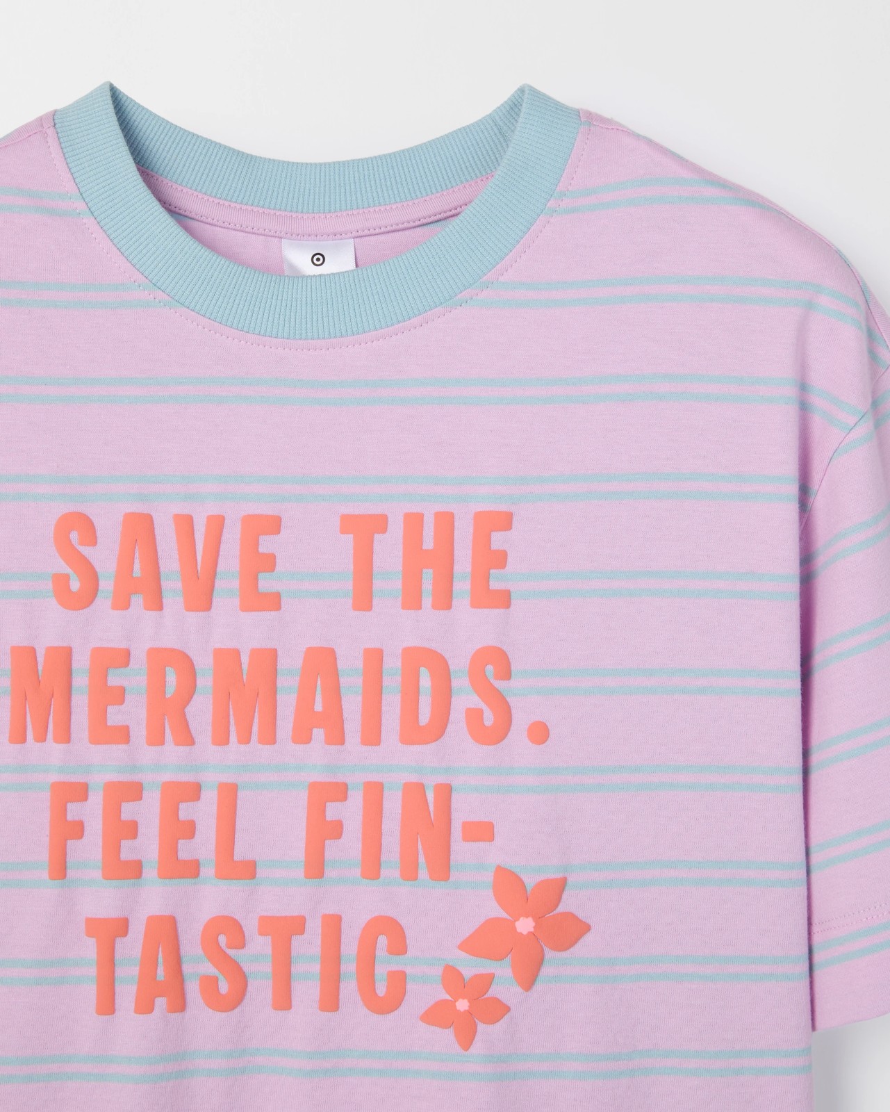 Australian Cotton Oversized T-Shirt - Mermaid Text Stripe Purple 2 of 2
