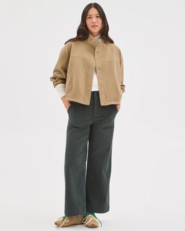 Crop Length Wide Leg Corduroy Pants