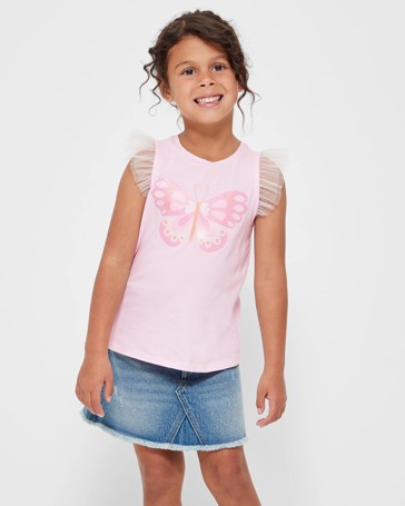 Tulle Butterfly Glitter Tank