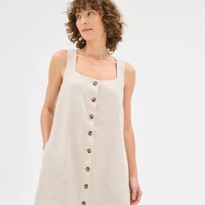 European Linen Sleeveless A-Line Mini Dress product image