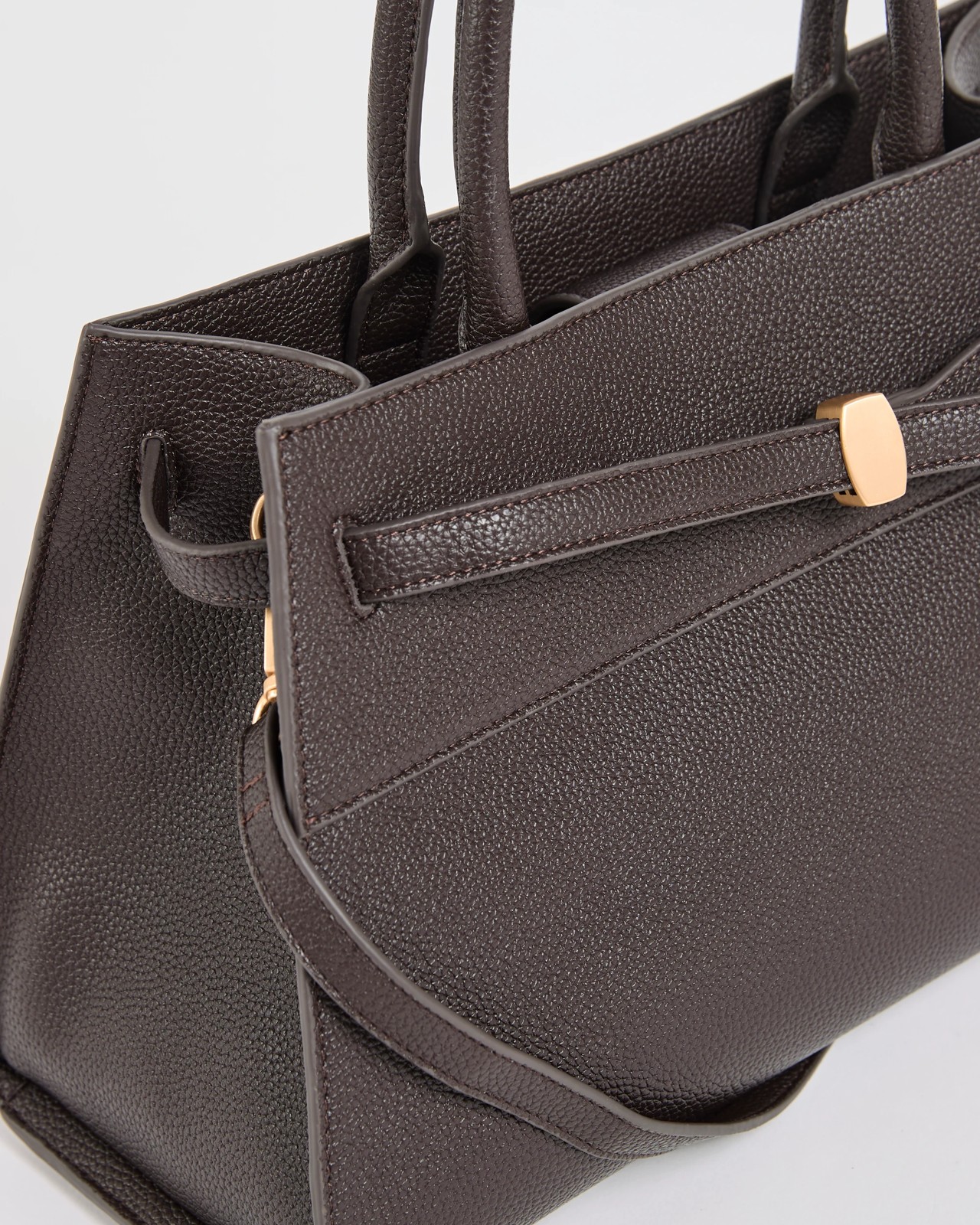 Belted Top Handle Work Tote Bag - Chocolate 2 of 2