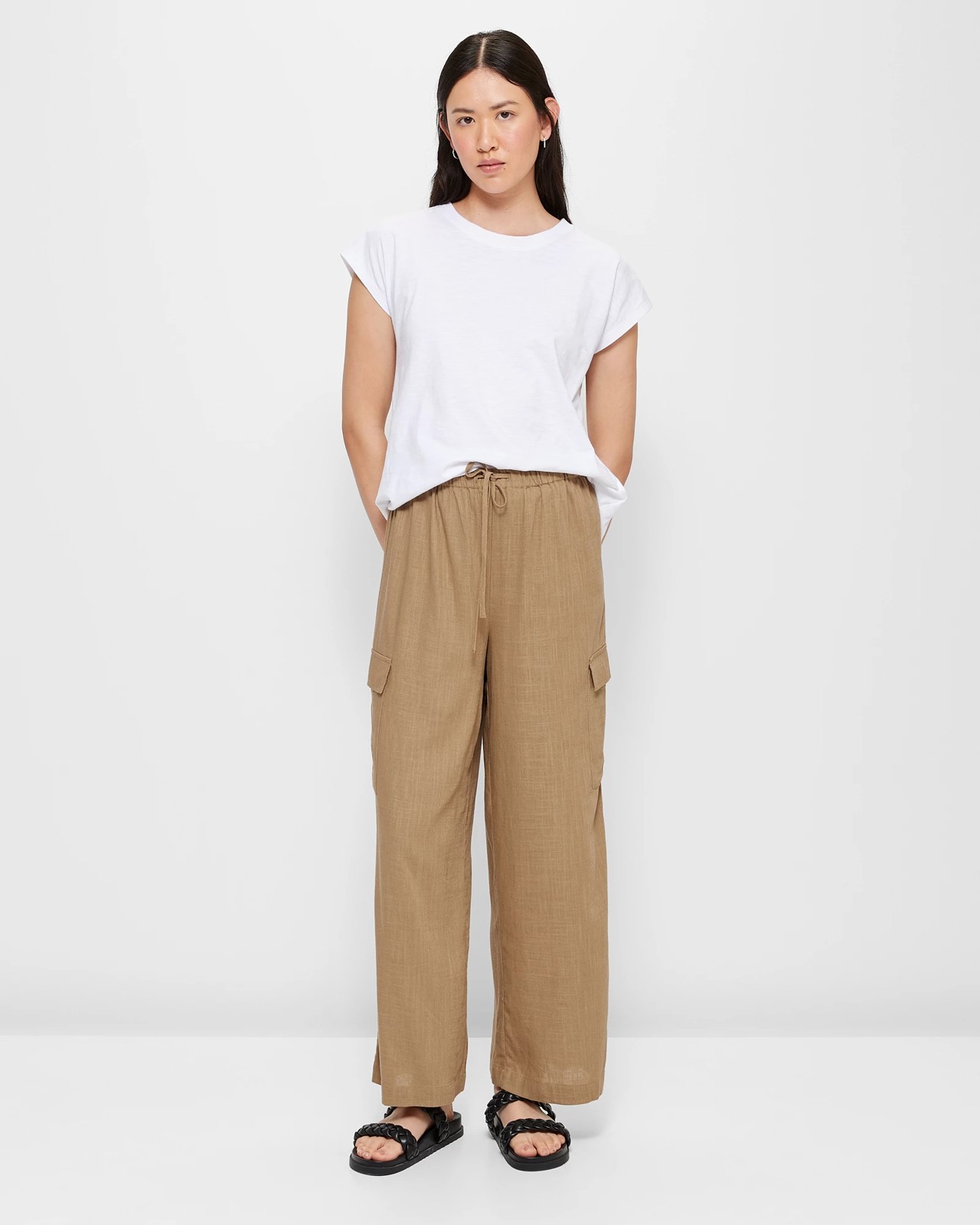 Linen Blend Wide Leg Cargo Pants Target Australia